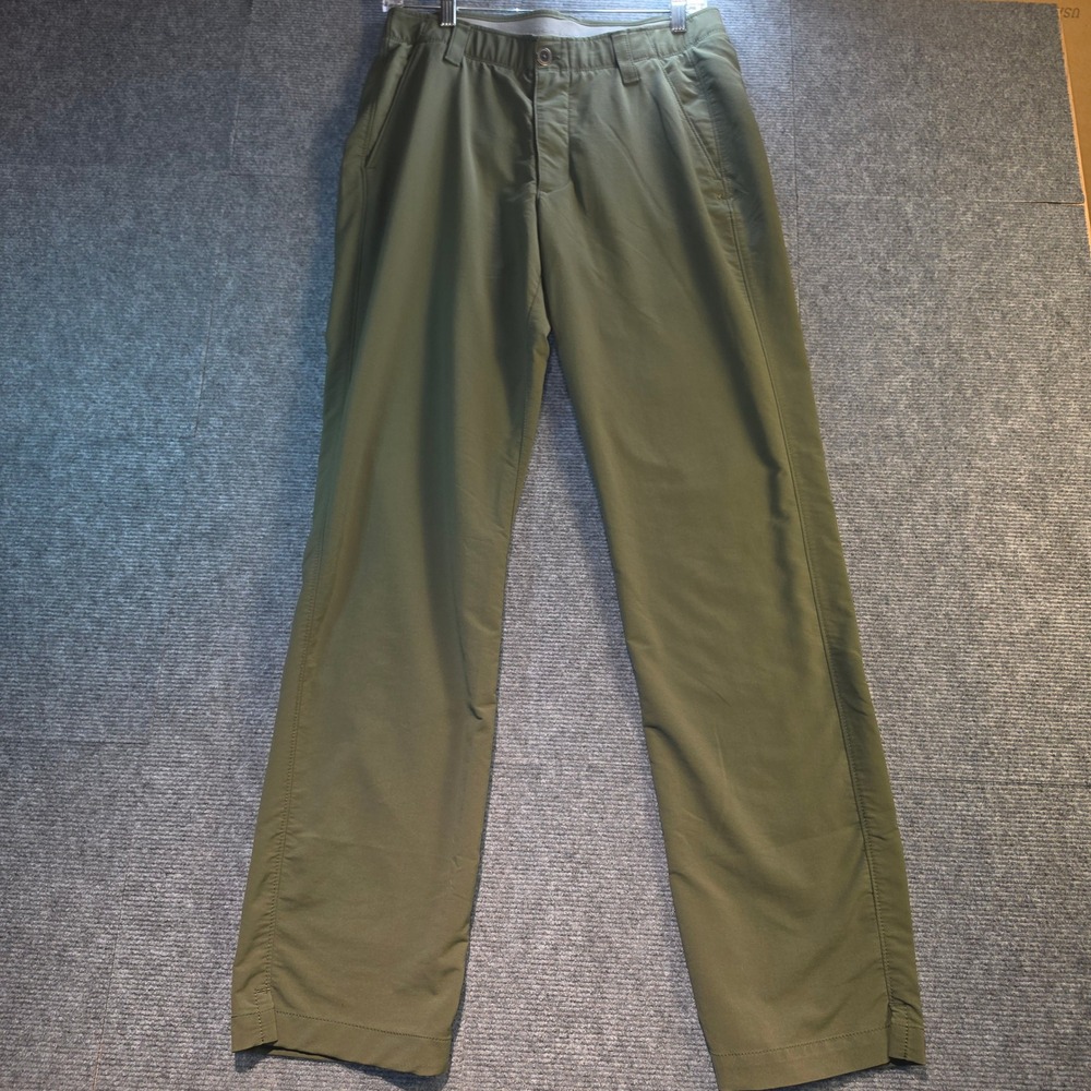 Under Armour Pants Mens 32 Olive Green Good Loose Fit Performance Golf Hiking